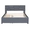 TIRAMISUBEST Full/Queen Size Upholstered Platform Bed with Brick Pattern Headboard, Linen Fabric Bed Frame with Trundle and 2 Drawers - 3 of 4