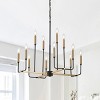 Dewdrop Modern 12-Light Candle Chandelier, Black and Gold Linear Pendant Light Fixture for Dining Room or Foyer - 2 of 4