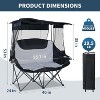 DoCred Double Camping Chair with Canopy, Folding 2 Person Camping Sofa Seat, Portable Outdoor Loveseat with Shade - 2 of 4