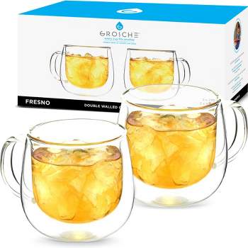 GROSCHE FRESNO Double Walled Glass Cups, Set of 2, 9.2 fl oz each