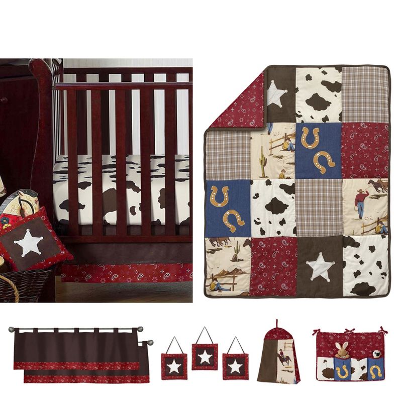 Sweet Jojo Designs Boy Baby Crib Bedding Set - Wild West Brown Red Blue White 11pc, 1 of 8