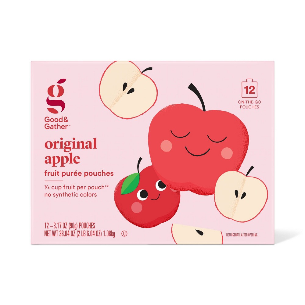 Original Apple Fruit Puree Applesauce Pouches - 12ct - Good & Gather™