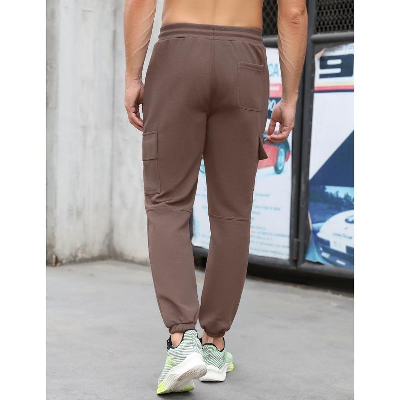 Mens Cargo Sweatpants Elastic Waist Drawstring Casual Lounge Running Athletic Joggers Pants with Pockets, 4 of 8