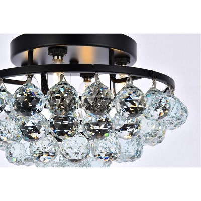 Corona 14-Inch Black and Crystal Flush Mount Light