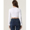 Allegra K Women's Tie Front Long Sleeve Faux Feather Cuff Short Cardigan - 4 of 4