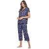 Casual Nights Women's Rayon Printed Short Sleeve Capri Pajama Set - 2 of 4