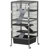 PawHut 45" Small Animal Cage, 4-Tier Rolling Ferret Cage with 6" Deep Slide-Out Tray, Platforms, Hammock, for Rabbit, Ferrets, Chinchillas, Gray - 4 of 4