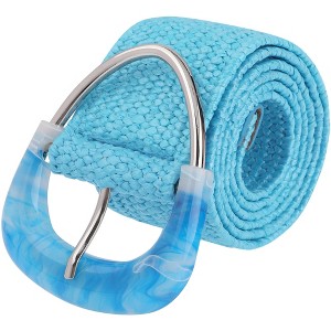 INSPIRE CHIC Women Woven Wide Stretch Straw Rattan Triangle Buckle Elastic Belts Waistband 1Pc - 1 of 4