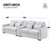 114.2" Modern Linen Upholstered Sectional Sofa with Console with 2 Cupholders, Wired & Wireless Charging, and 4 Pillows - 3 of 4
