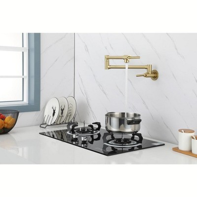 Pot Filler Faucet Wall Mount Kitchen Folding Faucet with Double Joint Swing Arms