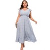 Clearlove Women's Summer Plus Size Dress Ruffle Cap Sleeveless V Neck Side Split Long Beach Maxi Dress - 2 of 4