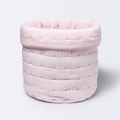 Quilted Gauze Large Round Storage Bin - Cloud Island™ Pink Stripe