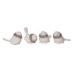 Transpac Large Resin Elegant Glitter Wreath Bird Figurine Set of 4 Christmas Home Decorations - 1 of 1