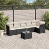 vidaXL Garden Sofa Set Black PE Rattan Large Adjustable Feet - 2 of 4