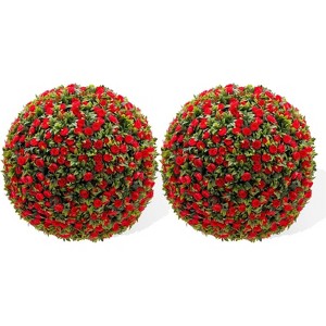 Artificial Topiary Flower Balls, Set of 2 Decorative Topiary Balls Hanging Grass Ball for Home Decor Indoor and Outdoor - 1 of 4