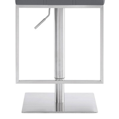 Michele Contemporary Gray Faux Leather Adjustable Swivel Stool