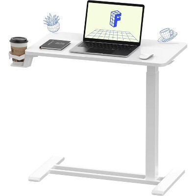 NicBex 27.6 Inch Standing Rolling Desk with Cup Holder,Adjustable Height OverBed Table,Computer Laptop Table for Home Office Classroom,White