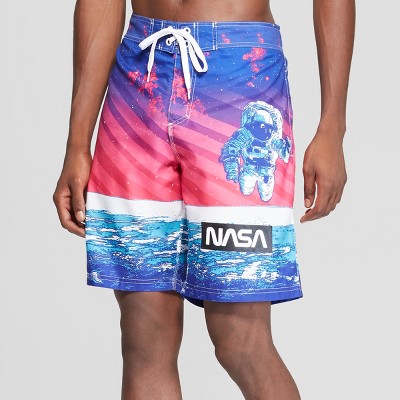 pink and blue swim trunks