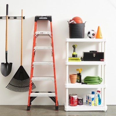 Adjustable White Resin 4-Tier Kids Storage Shelf, 32.4" L