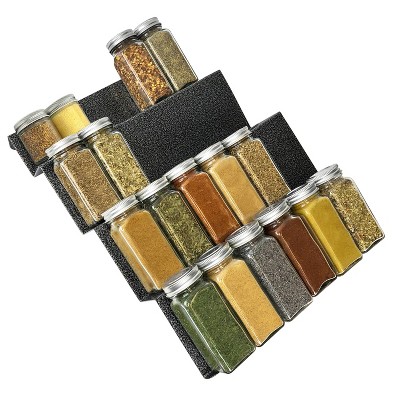 Medium Silver Metallic 4-Tier Spice Drawer Organizer