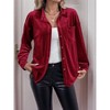 Women's Velvet Button Down Shirts Fall Dressy Casual Vintage Tops V Neck Sophisticated Blouses Long Sleeve - 3 of 4