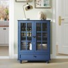 KTMBDW Sideboard Buffet Cabinet with Double Glass Doors and Drawer, Modern Wood Storage Bar Cabinet for Kitchen Living Room - 2 of 4