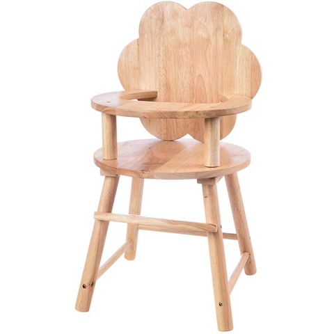 Constructive Playthings Hardwood Doll High Chair – Wooden Doll Feeding Chair with Scalloped Back for Ages 2+