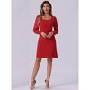 Allegra K Women's Square Neck Split Side Semi-Sheer Puff Sleeve Mini A-Line Dress - 4 of 4