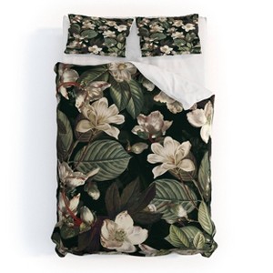 Deny Designs Full/Queen Burcu Korkmazyurek Dark Garden Duvet Cover and Pillow Sham Black - 1 of 4