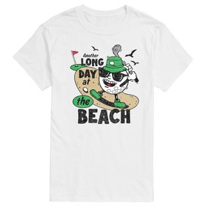 Men's - Instant Message - Long Day at the Beach Golfing Short Sleeve Graphic T-Shirt - 1 of 4