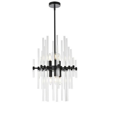 Elegant Lighting Sienna 17 inch crystal rod pendant in black