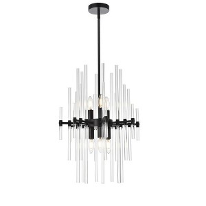 Elegant Lighting Sienna 17 inch crystal rod pendant in black - 1 of 4