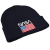 NASA American Flag Worm Logo Knit Beanie for Men and Women, Navy - 4 of 4