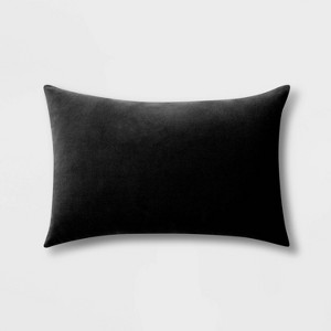 Velvet Lumbar Throw Pillow Black - Room Essentials