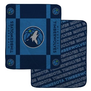 NBA Minnesota Timberwolves 60"x70" Reverse Block Wordmark Double Sided Flannel Fleece Blanket - 1 of 3