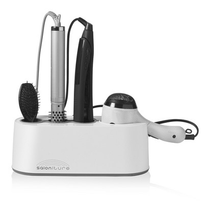 White Wall Mount Hair Dryer and Tool Organizer