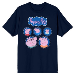 Peppa Pig Happy Pig Family Men’s Navy Blue Short Sleeve Tee - 1 of 3