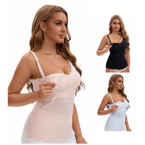 INSPIRE CHIC Women's 3 Pcs Lace Nursing Tanks with Adjustable Straps Breastfeeding V Neck Built-In Bra Cami - 1 of 4