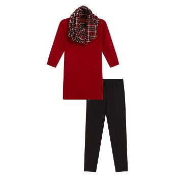 Beautees Girls' 3 PC Set Crew Tunic Sweater with Legging and Scarf