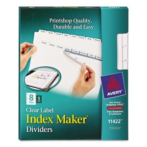 Avery Print & Apply Clear Label Dividers w/White Tabs Copiers 8-Tab Letter 5 Sets 11422 - 1 of 4