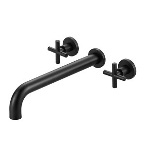 WOWOW 2-Handle Wall-Mount Brass Roman Tub Faucet with Long Spout Reach in Brushed Nickel (Valve Included) - 1 of 4