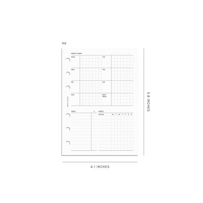 Cloth & Paper Weekly Admin Planner Inserts Monday Start