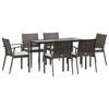 vidaXL Garden Dining Set Brown Poly Rattan 7 Piece Seats Many - 3 of 4