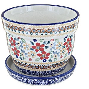 Blue Rose Polish Pottery D036 Manufaktura Large Flower Pot - 1 of 1