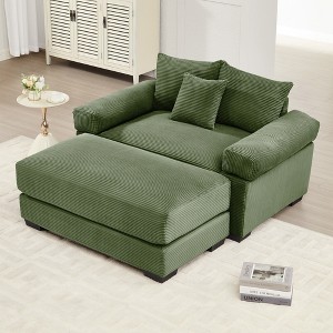 Christopher Knight Home Crane 54.3" Oversized Corduroy Single Sofa with Ottoman - 1 of 4
