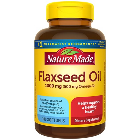 Nature Made Flax Seed Oil with Omega 3 1000mg Heart Health Softgels - Non Vegetarian - 100ct - image 1 of 4