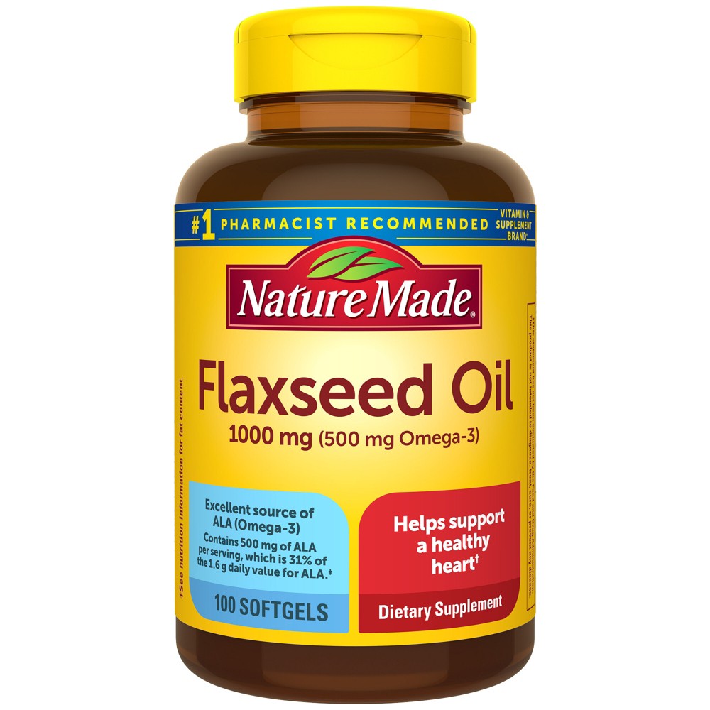 Photos - Vitamins & Minerals Nature Made Flax Seed Oil with Omega 3 1000mg Heart Health Softgels - Non
