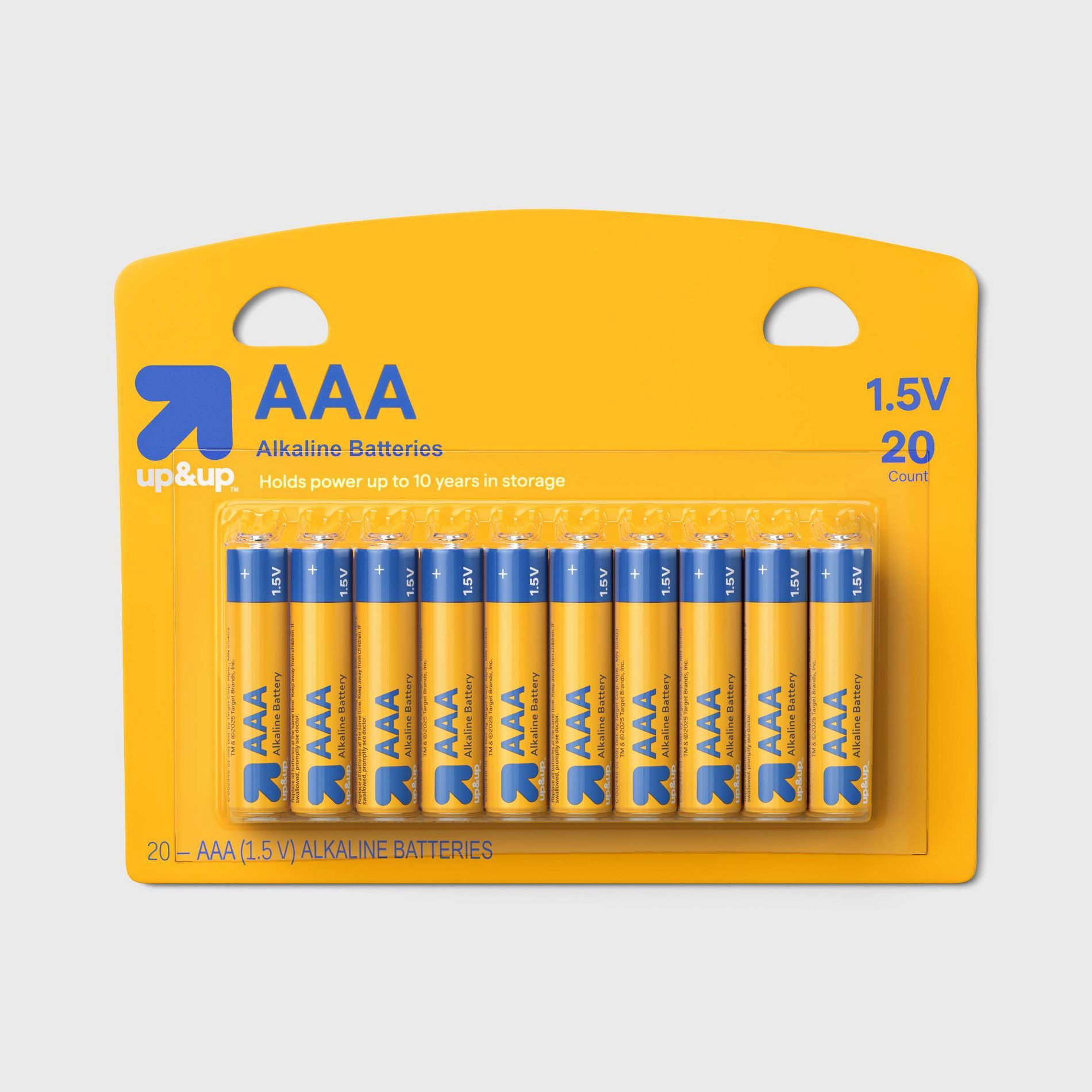 AAA Batteries - 20pk Alkaline Battery - up&up™: 1.5V Household Power, 20 Single-Use Pack