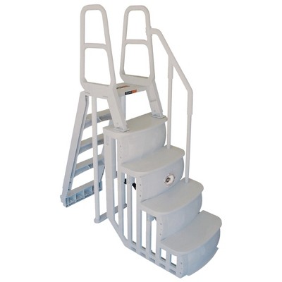 Main Access 48 to 54" Step Ladder for Above Ground Swimming Pools with Mountable Smart Color Changing LED Light and Remote Control