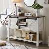 Console Table with 2 Sliding Barn Doors, Farmhouse Entryway Table w/ 3-Tier Storage Shelves, Rustic Sofa Table, Side Table - 2 of 4